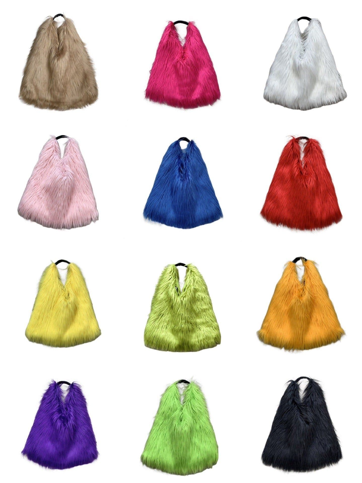 image-Water Wool One-shoulder Tote Plush Bag