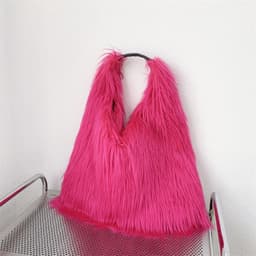 image-Water Wool One-shoulder Tote Plush Bag
