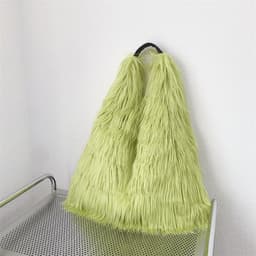 image-Water Wool One-shoulder Tote Plush Bag