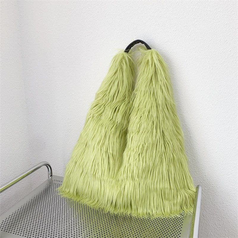 image-Water Wool One-shoulder Tote Plush Bag