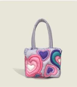 image-Down For Women Large Capacity Large Bag Heart Printing Fluffy