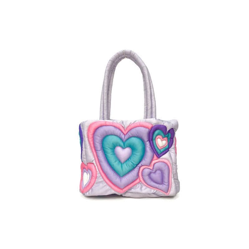 image-Down For Women Large Capacity Large Bag Heart Printing Fluffy