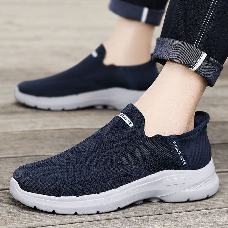 image-Plus Size Slip-on Lofter Loafers Men's Fly Woven Mesh Breathable Casual Shoes