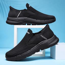 image-Plus Size Slip-on Lofter Loafers Men's Fly Woven Mesh Breathable Casual Shoes