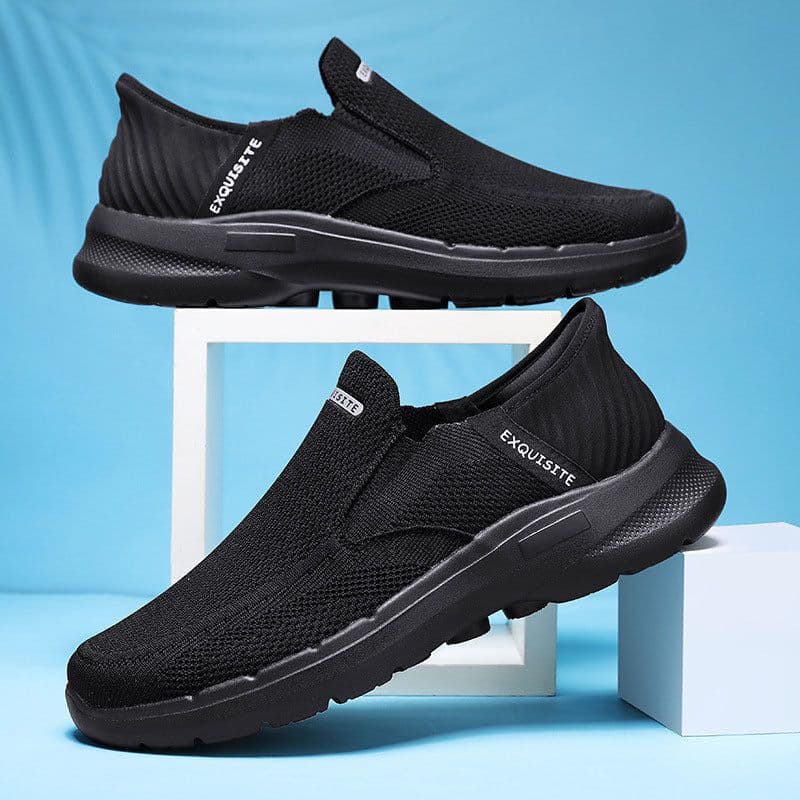 image-Plus Size Slip-on Lofter Loafers Men's Fly Woven Mesh Breathable Casual Shoes