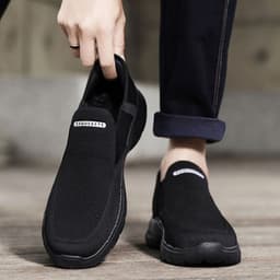 image-Plus Size Slip-on Lofter Loafers Men's Fly Woven Mesh Breathable Casual Shoes