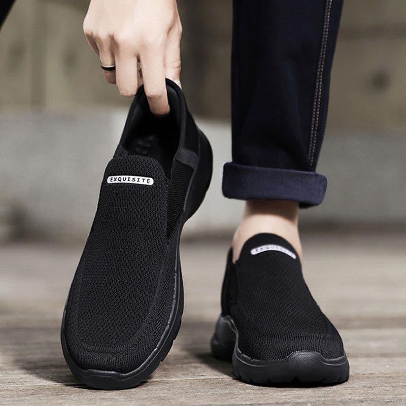 image-Plus Size Slip-on Lofter Loafers Men's Fly Woven Mesh Breathable Casual Shoes
