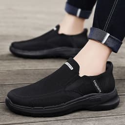 image-Plus Size Slip-on Lofter Loafers Men's Fly Woven Mesh Breathable Casual Shoes