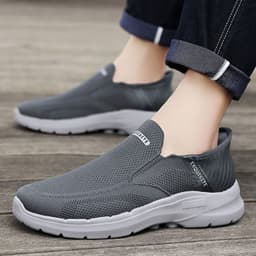 image-Plus Size Slip-on Lofter Loafers Men's Fly Woven Mesh Breathable Casual Shoes