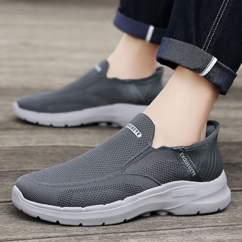 image-Plus Size Slip-on Lofter Loafers Men's Fly Woven Mesh Breathable Casual Shoes