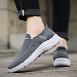 image-Plus Size Slip-on Lofter Loafers Men's Fly Woven Mesh Breathable Casual Shoes