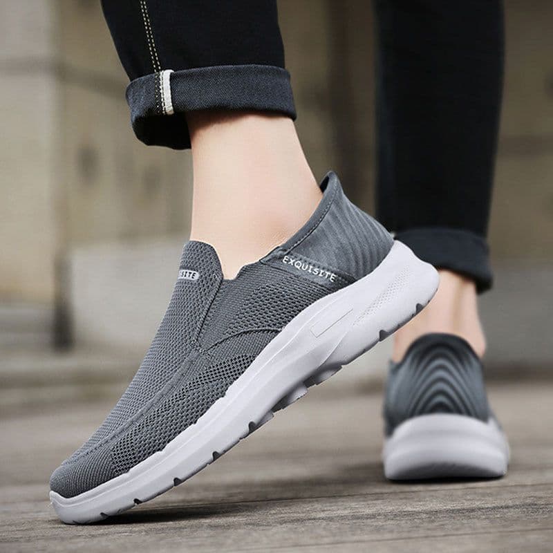 image-Plus Size Slip-on Lofter Loafers Men's Fly Woven Mesh Breathable Casual Shoes