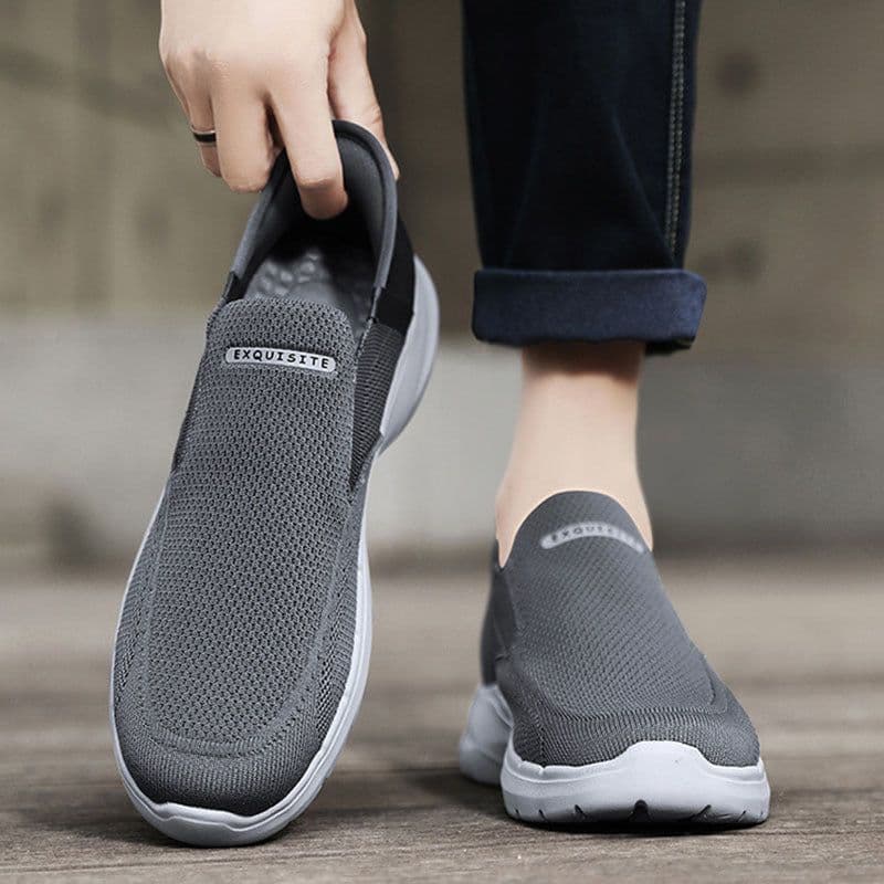image-Plus Size Slip-on Lofter Loafers Men's Fly Woven Mesh Breathable Casual Shoes
