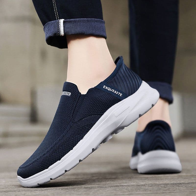 image-Plus Size Slip-on Lofter Loafers Men's Fly Woven Mesh Breathable Casual Shoes