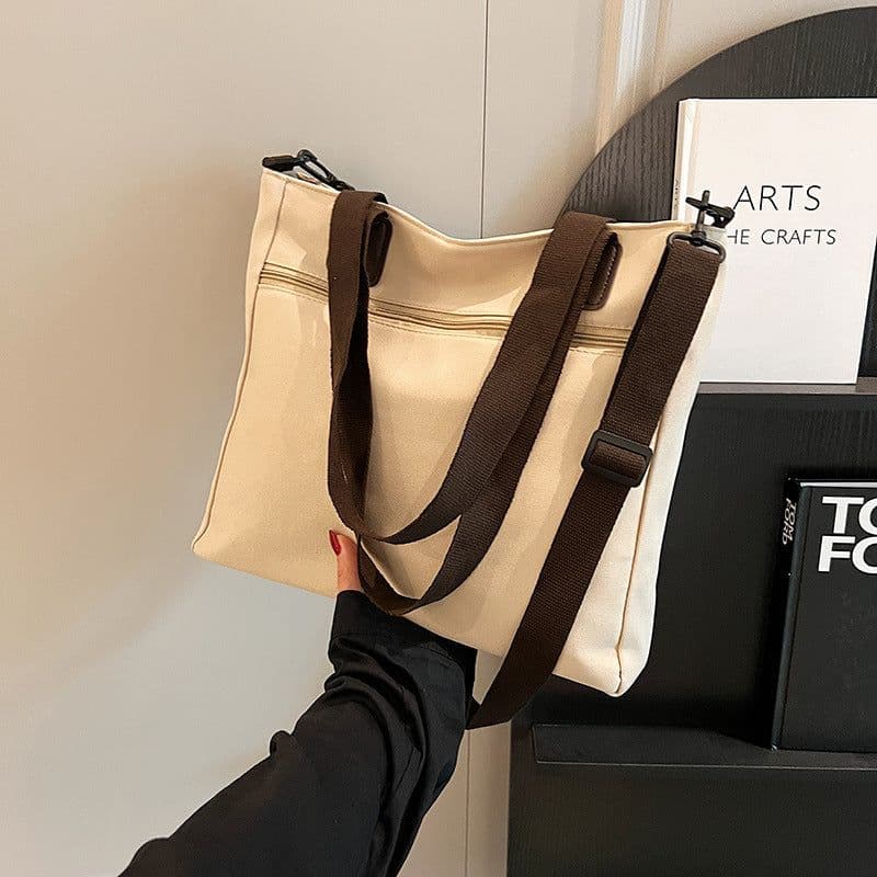 image-Shoulder Handbag Canvas Bag Large Capacity
