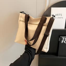 image-Shoulder Handbag Canvas Bag Large Capacity