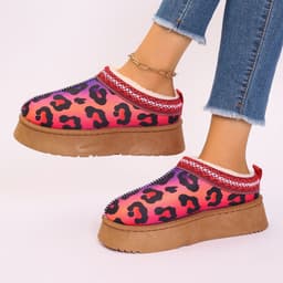 image-Women's Cartoon Christmas Print Ankle Boots Casual Slip On Plush Lined Home Shoes Comfortable Winter Short Boots