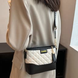 image-Fashion Rhombus Contrast Color Wide Shoulder Strap Crossbody Bag