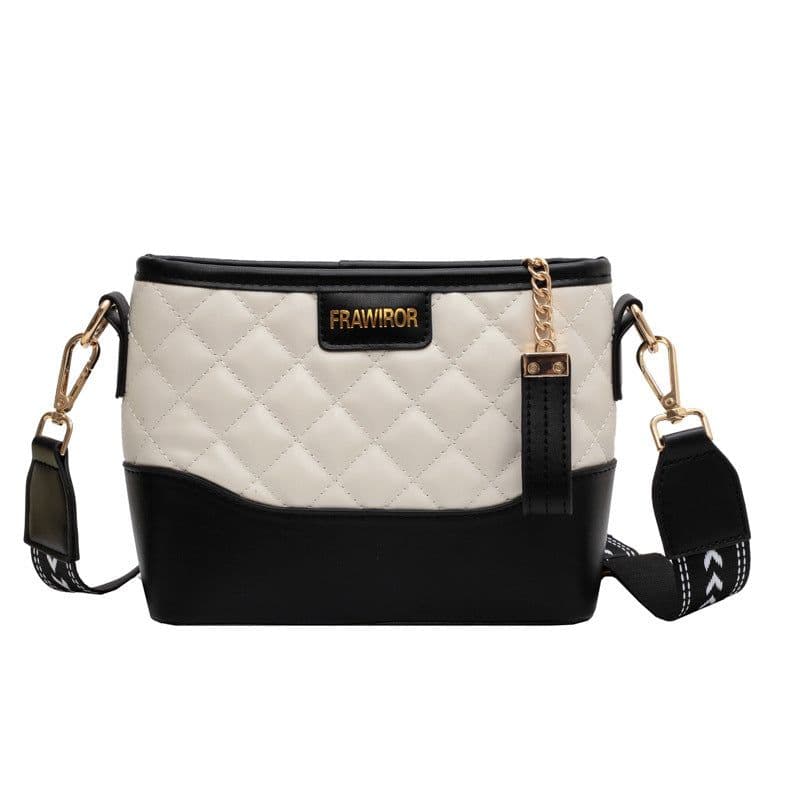 image-Fashion Rhombus Contrast Color Wide Shoulder Strap Crossbody Bag