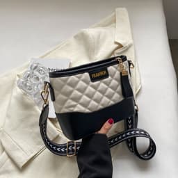 image-Fashion Rhombus Contrast Color Wide Shoulder Strap Crossbody Bag