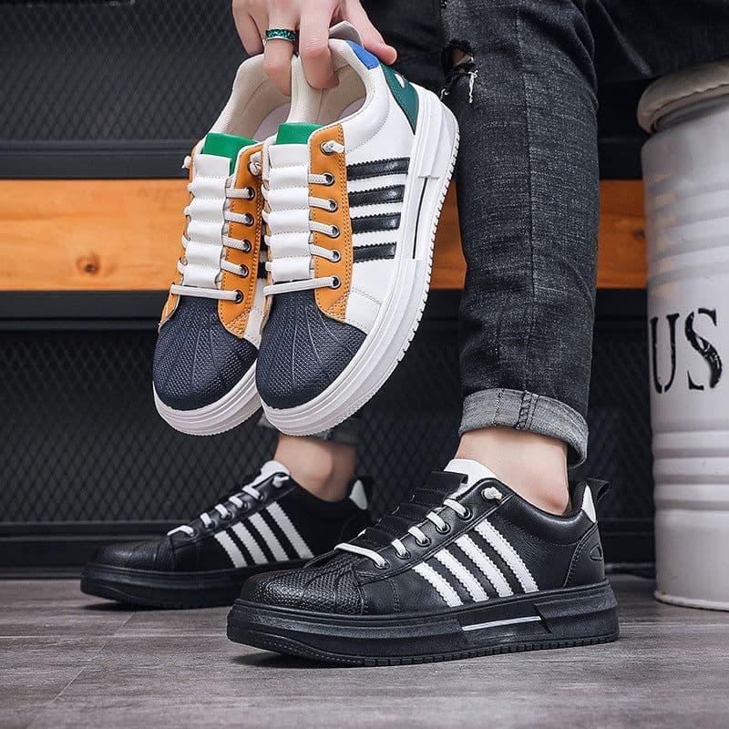 image-Men's White Shoes New Trendy All-match Low Casual Shoes