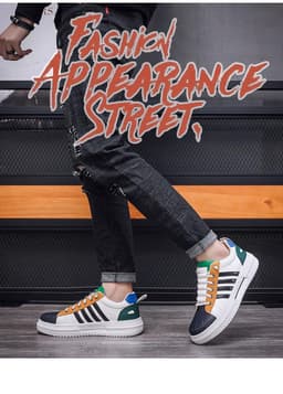 image-Men's White Shoes New Trendy All-match Low Casual Shoes