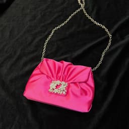 image-Vintage Crumpled Banquet Silk Diamond Small Square Bag
