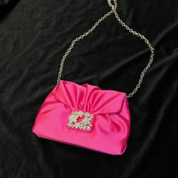 image-Vintage Crumpled Banquet Silk Diamond Small Square Bag