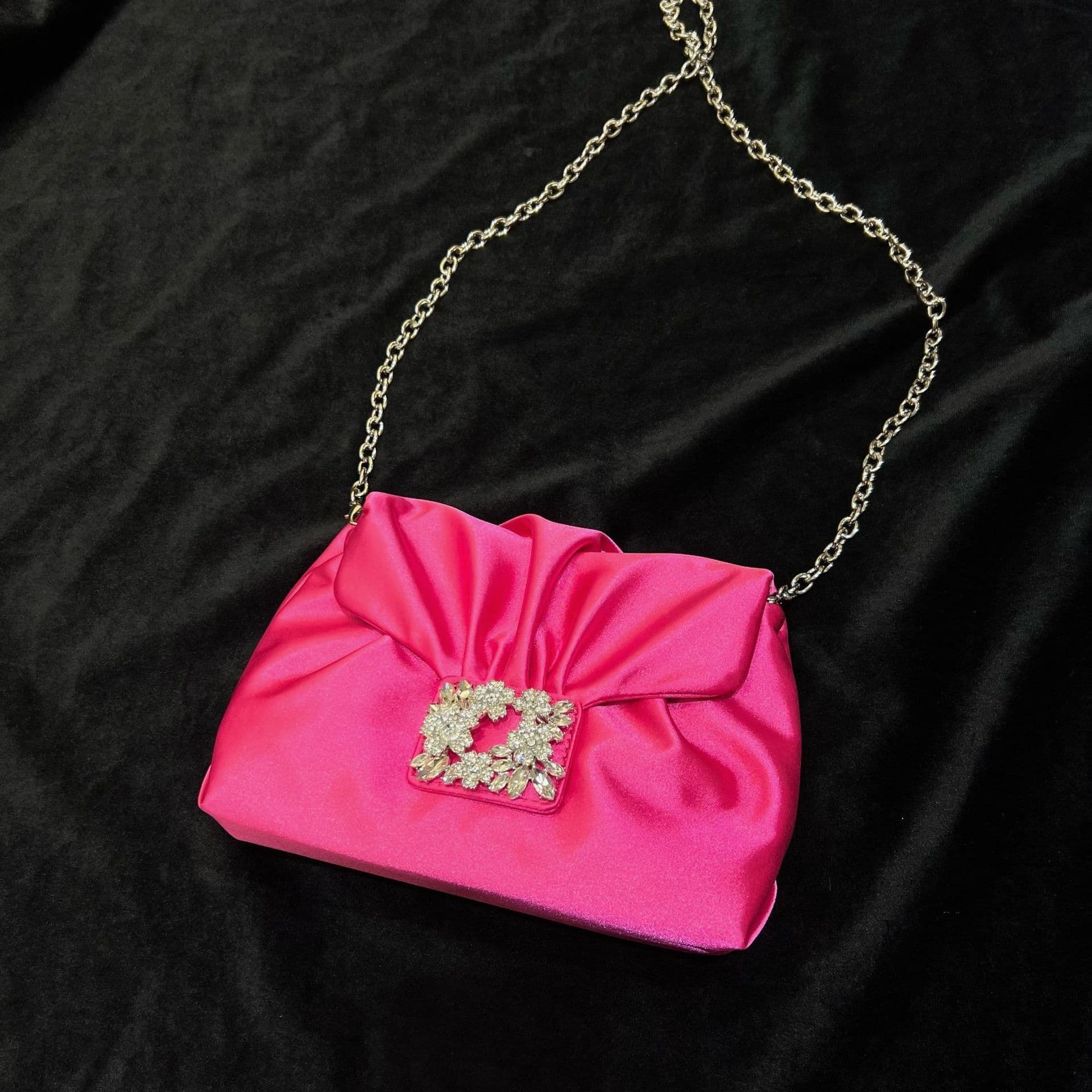 image-Vintage Crumpled Banquet Silk Diamond Small Square Bag
