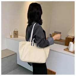 image-Waterproof Trendy Simple Fashion Large Capacity Portable Canvas Bag