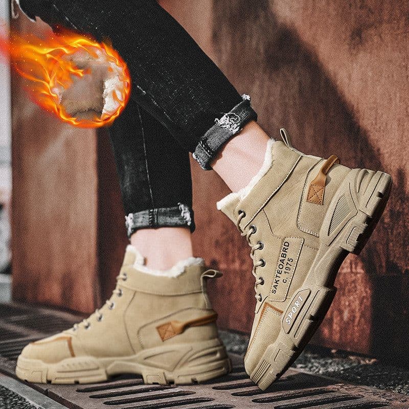 image-Plush Snow Boots Winter New Winter Velvet Thickened Warm Cotton Shoes Casual Trendy High-top Workwear Boots For Men