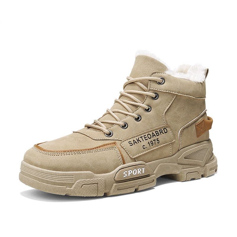 image-Plush Snow Boots Winter New Winter Velvet Thickened Warm Cotton Shoes Casual Trendy High-top Workwear Boots For Men