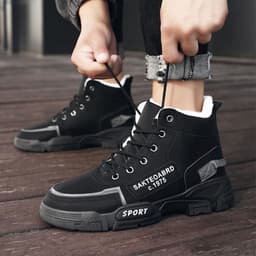 image-Plush Snow Boots Winter New Winter Velvet Thickened Warm Cotton Shoes Casual Trendy High-top Workwear Boots For Men