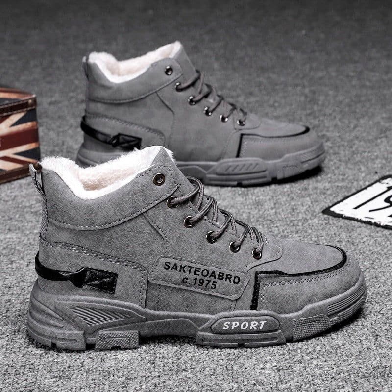 image-Plush Snow Boots Winter New Winter Velvet Thickened Warm Cotton Shoes Casual Trendy High-top Workwear Boots For Men
