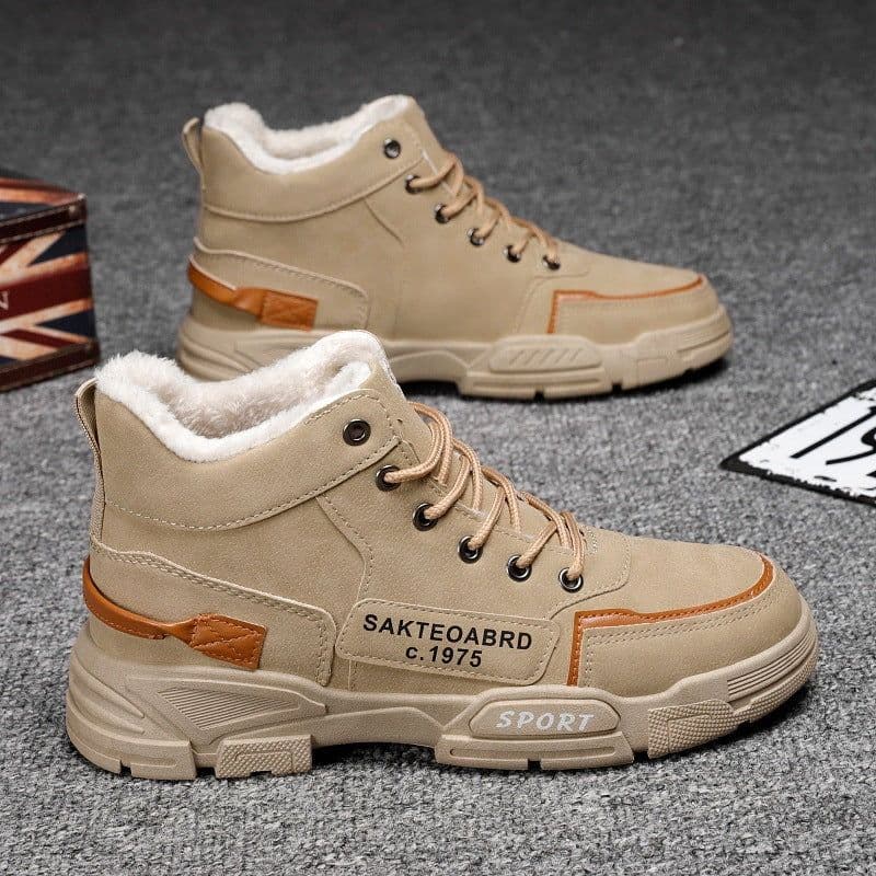 image-Plush Snow Boots Winter New Winter Velvet Thickened Warm Cotton Shoes Casual Trendy High-top Workwear Boots For Men