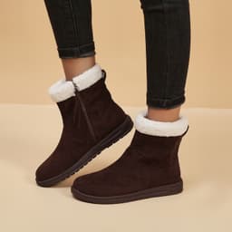 image-Winter Snow Boots New Fashion Lamb Thickened Warm Fleece Short Boots With Side Zpipper Design Solid Shoes For Women