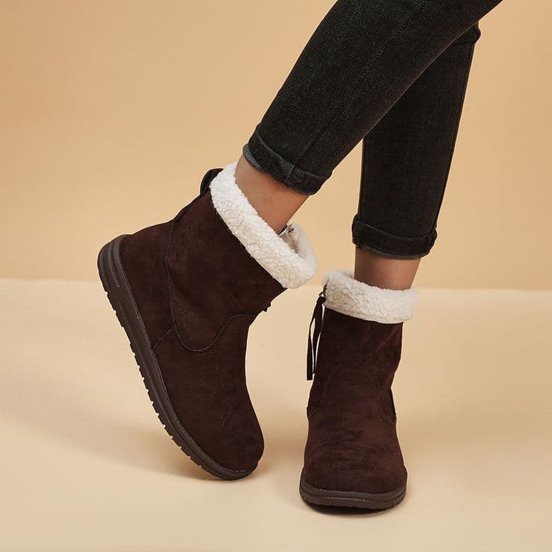 image-Winter Snow Boots New Fashion Lamb Thickened Warm Fleece Short Boots With Side Zpipper Design Solid Shoes For Women