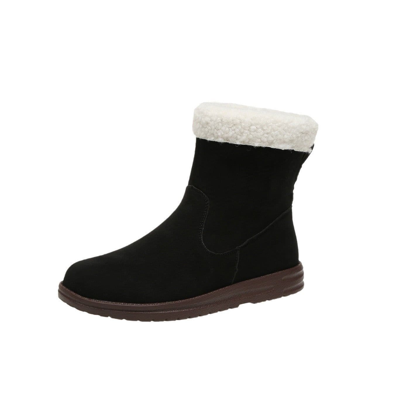 image-Winter Snow Boots New Fashion Lamb Thickened Warm Fleece Short Boots With Side Zpipper Design Solid Shoes For Women