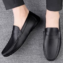 image-Summer Casual Leather Shoes Driving Flat Fashionable Outdoor Loafers