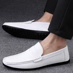 image-Summer Casual Leather Shoes Driving Flat Fashionable Outdoor Loafers