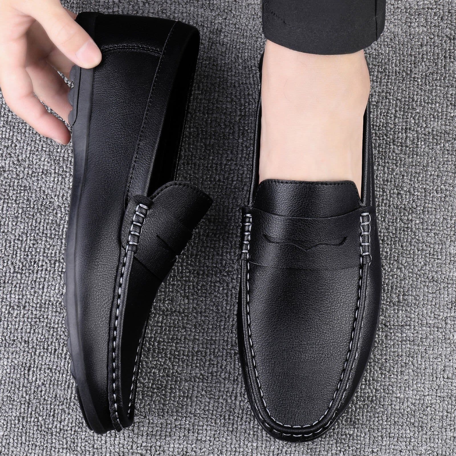 image-Summer Casual Leather Shoes Driving Flat Fashionable Outdoor Loafers