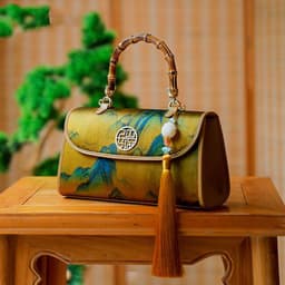 image-Silk Women's Cheongsam Chinese Style Bamboo Handbag Crossbody Small Bag
