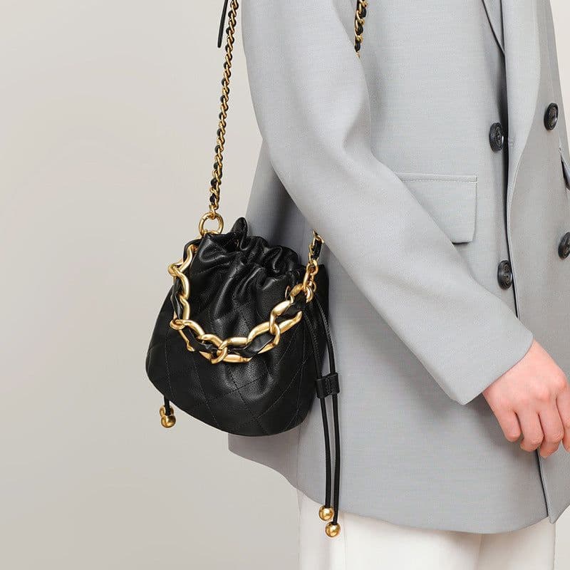 image-Fashion Crossbody Bucket Mini Portable Shoulder Leather Women Bag