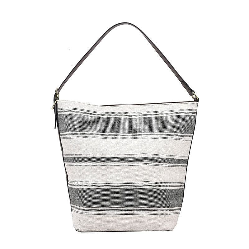 image-Artistic Striped Hand-carrying Bucket Bag For Women