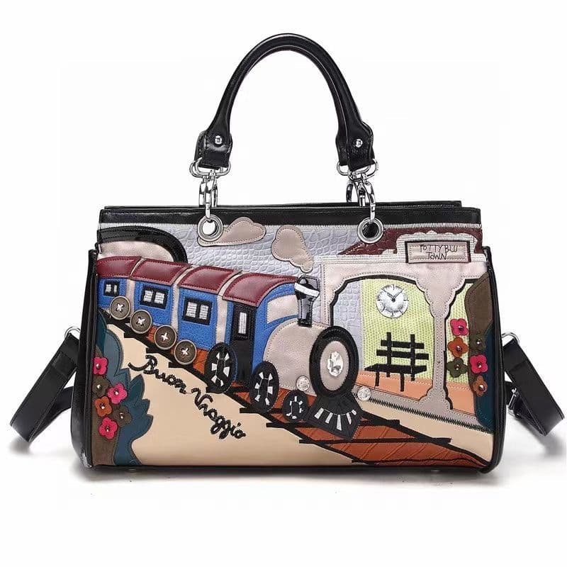 image-Women's Bag Fashion Stitching Embroidery Embroidered Bag