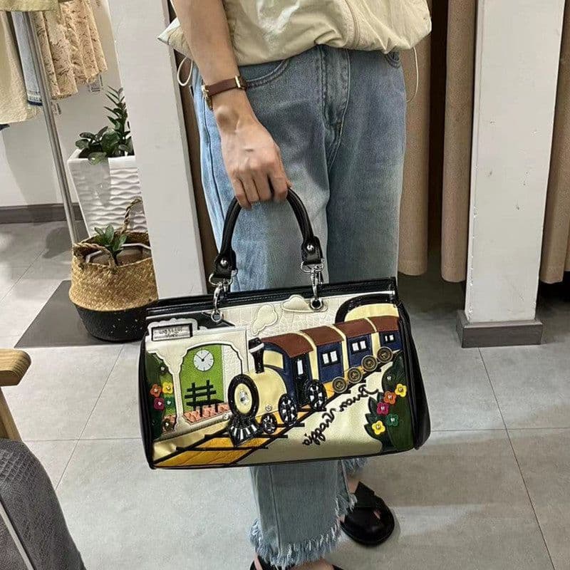 image-Women's Bag Fashion Stitching Embroidery Embroidered Bag