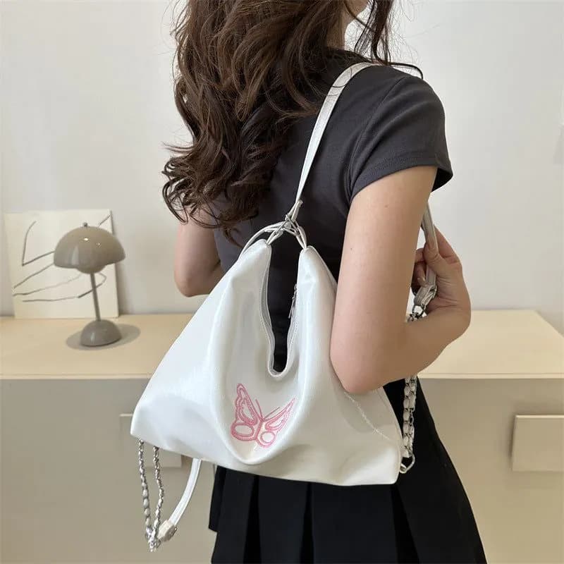 image-Women's Fashion Casual Soft Leather Large Capacity One-shoulder Bucket Bag