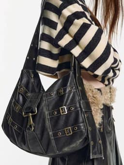 image-Fashion Women's Black Crossbody Big Bag