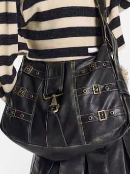 image-Fashion Women's Black Crossbody Big Bag