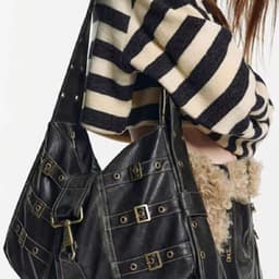 image-Fashion Women's Black Crossbody Big Bag
